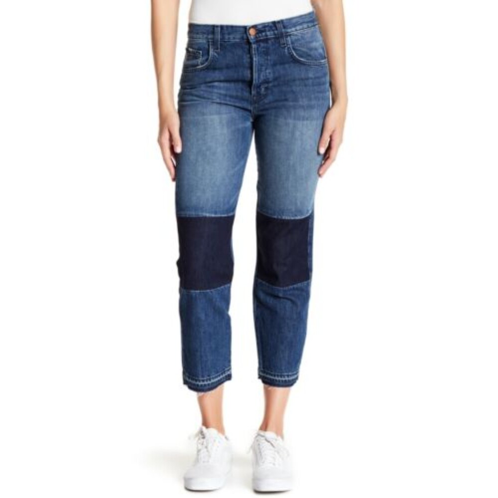 J BRAND Wynne Crop Straight Leg High Rise Button Fly Raw Hem Jeans Size 27